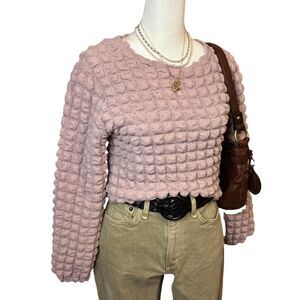 Glassworks London Pink Bubble Popcorn Texture Crop Top Long